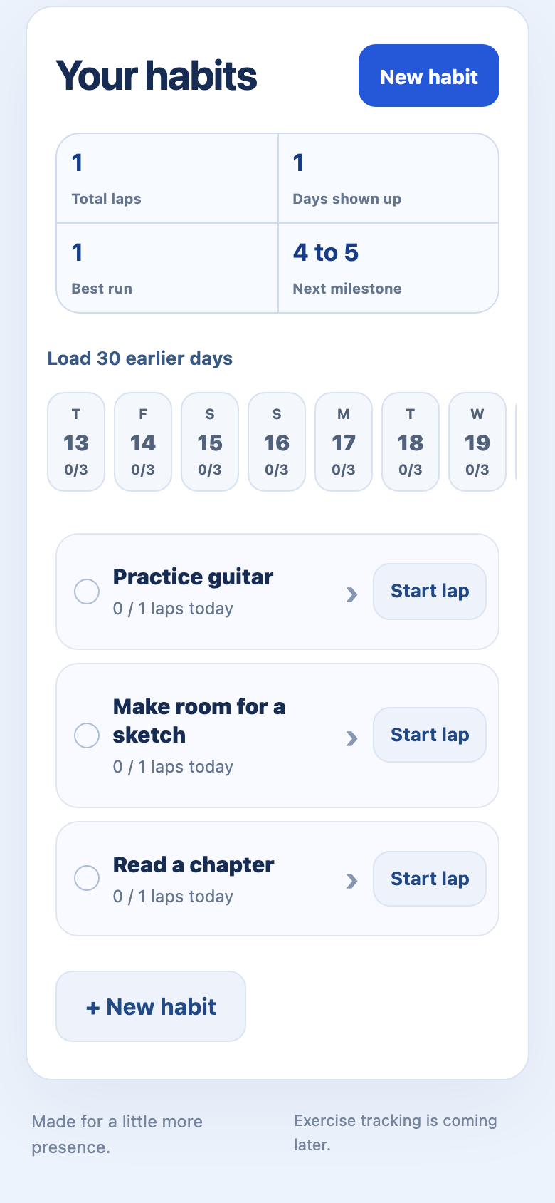 Timelaps habit dashboard