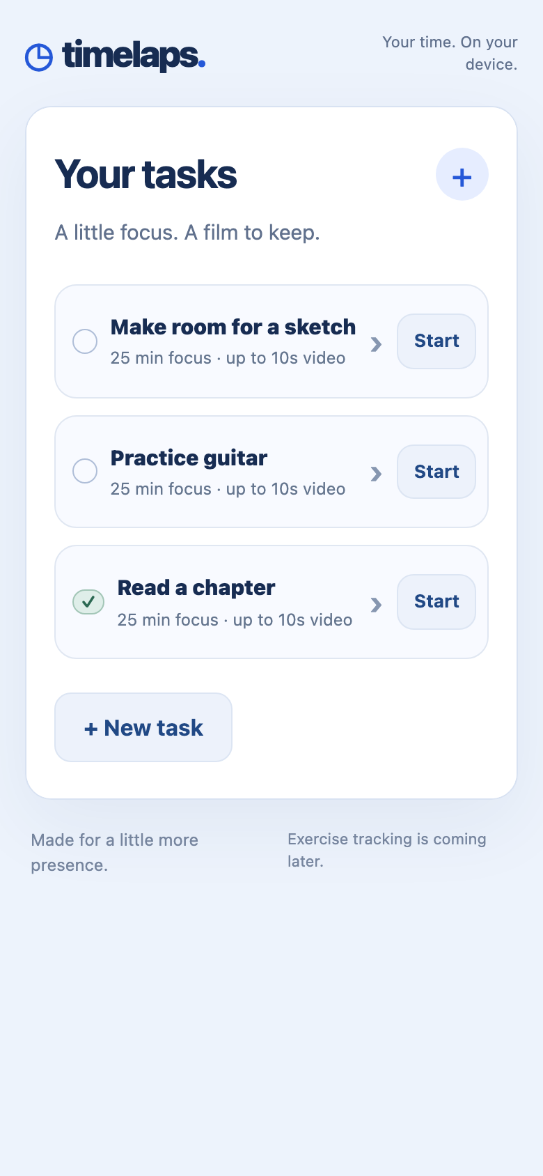 Timelaps task list